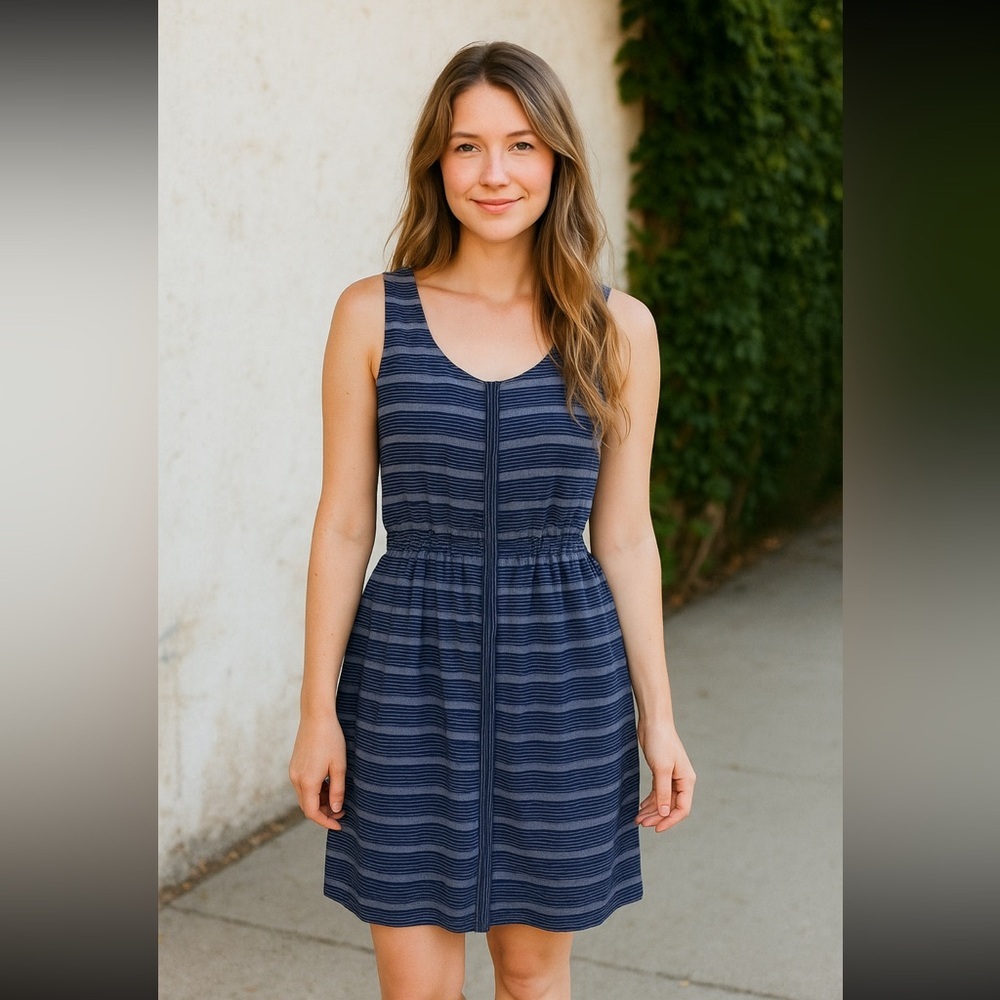 Theory Striped Cotton Sleeveless Midi Dress. Size 8